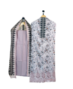 Soft Grey Floral Elegance Printed Cotton 3‑Piece - Image 2