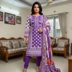 Royal Violet Fusion Printed Cotton 3-Piece