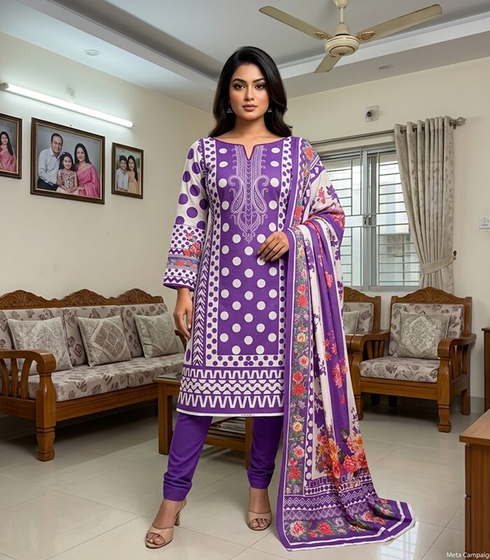 3.png 1111 2 Royal Violet Fusion Printed Cotton 3-Piece - Image 1