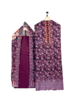 Deep Maroon Floral Elegance Printed Cotton 3‑Piece - Image 2