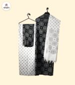 Black Circular Motif Printed Elegance Cotton 3‑Piece - Image 2