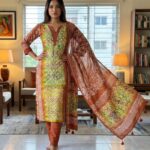 Rust Green Floral Batik Cotton 3‑Piece