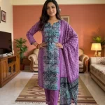 Purple Paisley pattern Style Batik 3-Piece