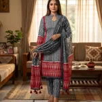 Slate Grey Tribal Band Style Batik 3‑Piece