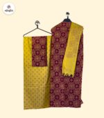 Deep Burgundy Circular Motif Printed Elegance Cotton 3‑Piece - Image 2