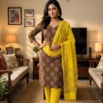 Deep Burgundy Circular Motif Printed Elegance Cotton 3‑Piece