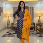 Royal Navy Golden Motif Printed Sunshine Cotton 3‑Piece