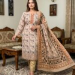 Beige Garden Bloom Printed Cotton 3‑Piece
